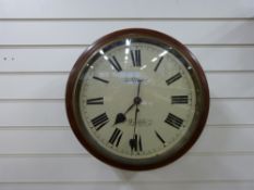 A single fusee dial clock in mahogany case, Jno Richards, Dursley to painted 35cm dial,