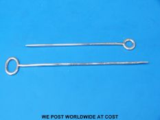 Two hallmarked silver skewers,