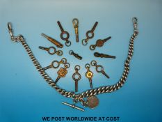 A hallmarked double Albert together with a quantity of watch keys