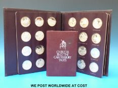 A set of 36 Britannia standard hallmarked silver 'Chaucer and the Canterbury Tales' medallions,