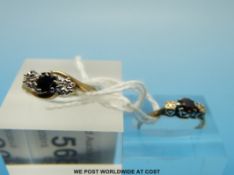 Two 9ct gold rings set with diamonds and sapphires