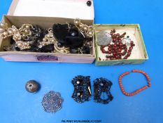 A small collection of jewellery to include cut steel,