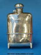 A hallmarked silver hip flask with removable cup, Chester (height 10.