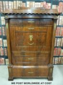 A Biedermeier secretaire having drawer above fall flap,