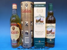 Famous Grouse Islay cask finish whisky 70cl together with Grant's family reserve whisky 70cl