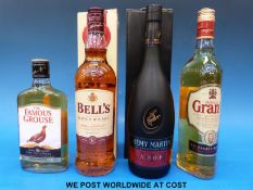 Bells 8 year 70cl 40% vol, Grants family reserve 70cl 40% vol,