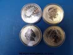 Four Britannia one ounce silver coins 2002-2003 and 2006,