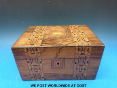 A 19thC Tunbridgeware walnut box (width 26cm)