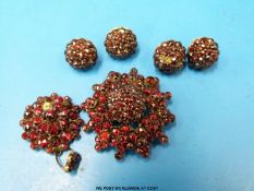 A Bohemian brooch, pendant and studs,
