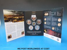 A Battle of Waterloo commemorative coin set issued by the London Mint comprising a 14ct gold coin
