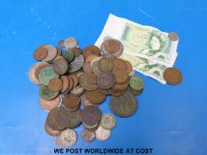 A small coin collection including 1890 crown, Georgian cartwheel coin,