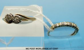 Two 9ct gold rings both set with diamonds