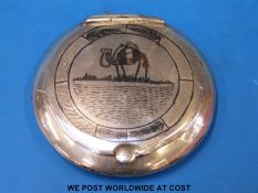 A white metal compact with Niello decoration, diameter 6.