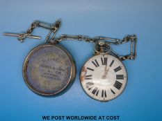 John Pitt of Tetbury gentleman's silver pair-cased 1819 pocket watch with verge escapement,