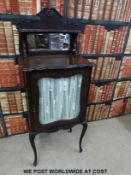 A late 19thC music cabinet with bevelled mirror above (H137, W55,
