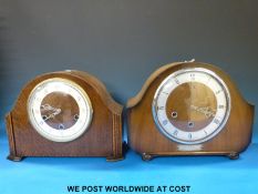 Two three-train mantel clocks,