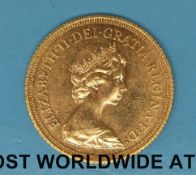 A 1974 cased gold full sovereign