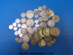Approximately 365g of pre 1947 silver coinage, together with 45g of pre 1920 examples,