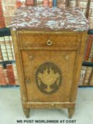 A 19thC French kingwood and marquetry inlaid pot cupboard with gilt mounts (w44cm x d38cm x h84cm)