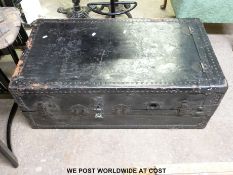 A metal bound fitted travelling trunk/robe