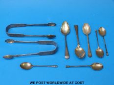 A quantity of hallmarked silver cutlery including two sets of sugar tongs (153g)