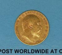 A 1909 gold half sovereign