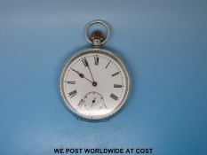 Omega gentleman's pocket watch with keyless movement c1905 in continental silver case