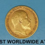 A 1906 gold half sovereign