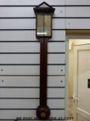 A barometer marked S Sharpe to base with fishing interest decoration to face and 'fish will bite