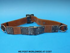 An unusual leather and silver belt with all parts hallmarked for Thornhill,