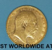 A 1910 Edward VII gold full sovereign,