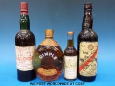 A John Haig Dimple whisky 26 2/3 fl oz, Valdor ruby,