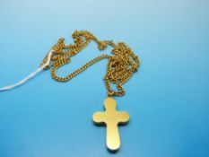 A yellow metal chain and cross pendant (believed to be 22ct, 35.