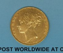 An 1866 young head gold full sovereign shield reverse,