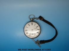 A gentleman's silver fusee pocket watch 50179 to movement London hallmarked 1867,