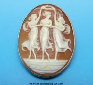 A cameo depicting the three Graces in yellow metal surround