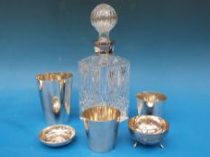 A white metal pin tray with inset American coin, stamped Sterling Silver,