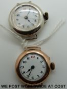 A ladies wristwatch in hallmarked 9ct gold case, London 1915,