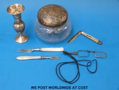 Two hallmarked silver mother-of-pearl-handled forks,