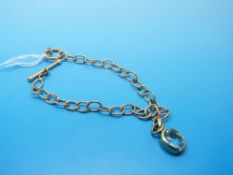 A 9ct gold bracelet set with an aquamarine