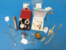 A quantity of silver jewellery and a gold coffee bean bracelet