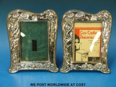 A pair of hallmarked silver Art Nouveau photograph frames to suit 6 x 4in photographs (B'ham 1906)