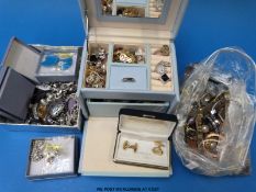 A large collection of costume jewellery to include watches, silver necklace, silver earrings,