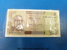 Bangladesh 5 Taka 2014 uncirculated pack of 100 notes