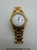 Ebel 18ct gold ladies wristwatch with mother of pearl face,