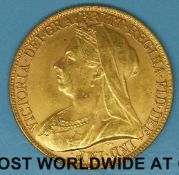 A Victorian 1893 gold double sovereign