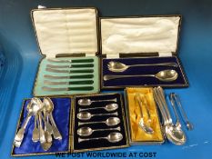 A quantity of silver plated cutlery including a six-place setting canteen,