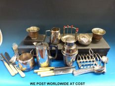 A quantity of silver plated items including toast rack ,
