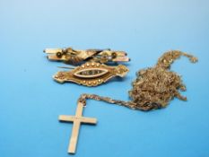 Three 9ct gold necklaces,