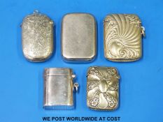 A 925 marked vesta and four plated examples